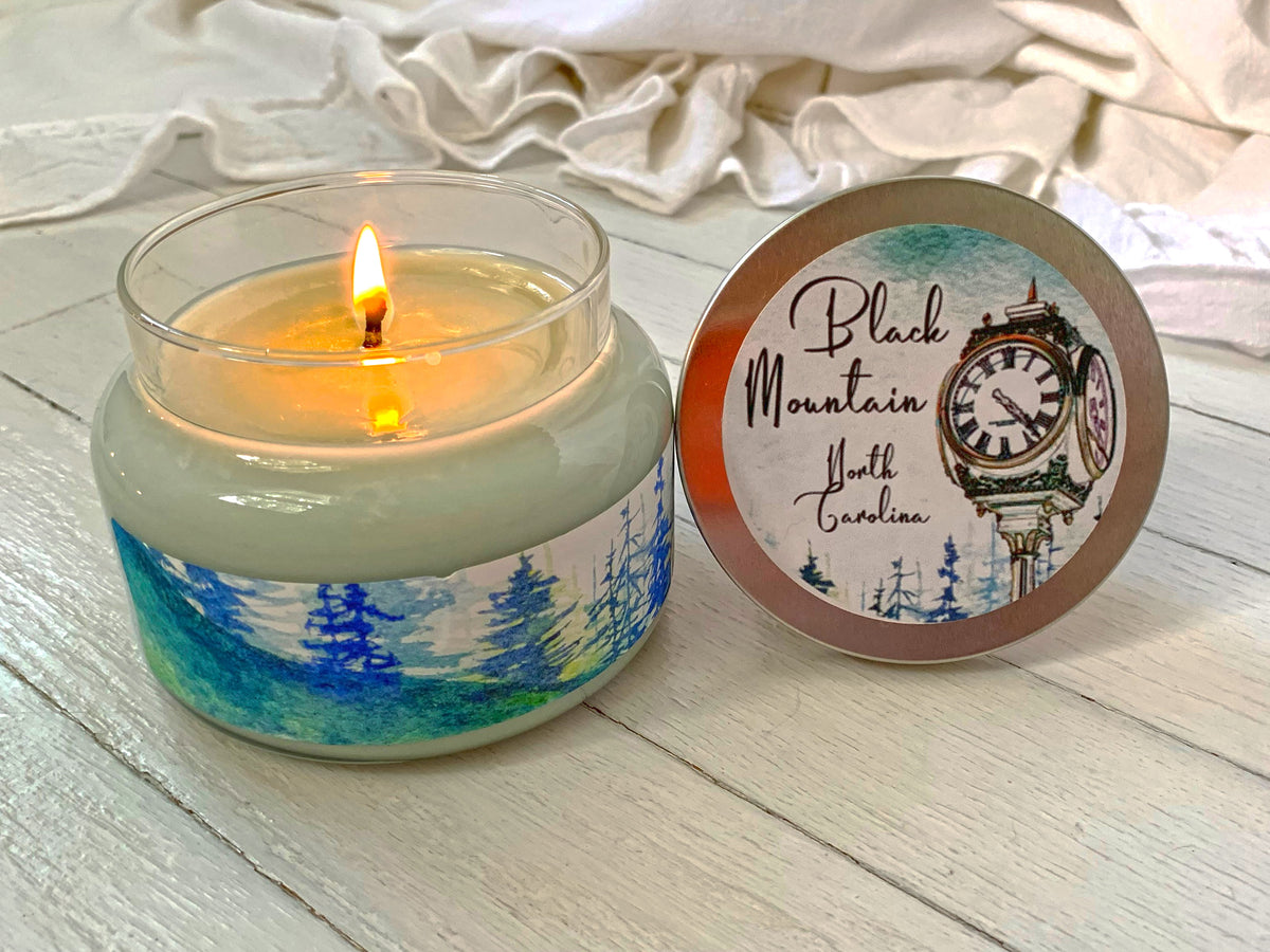 Big Bear Candle (9 oz Blended Soy Wax) with our Custom Block Letter  Mountain Peak Design, Candles