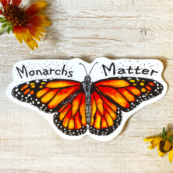 Monarchs Matter butterfly watercolor vinyl sticker