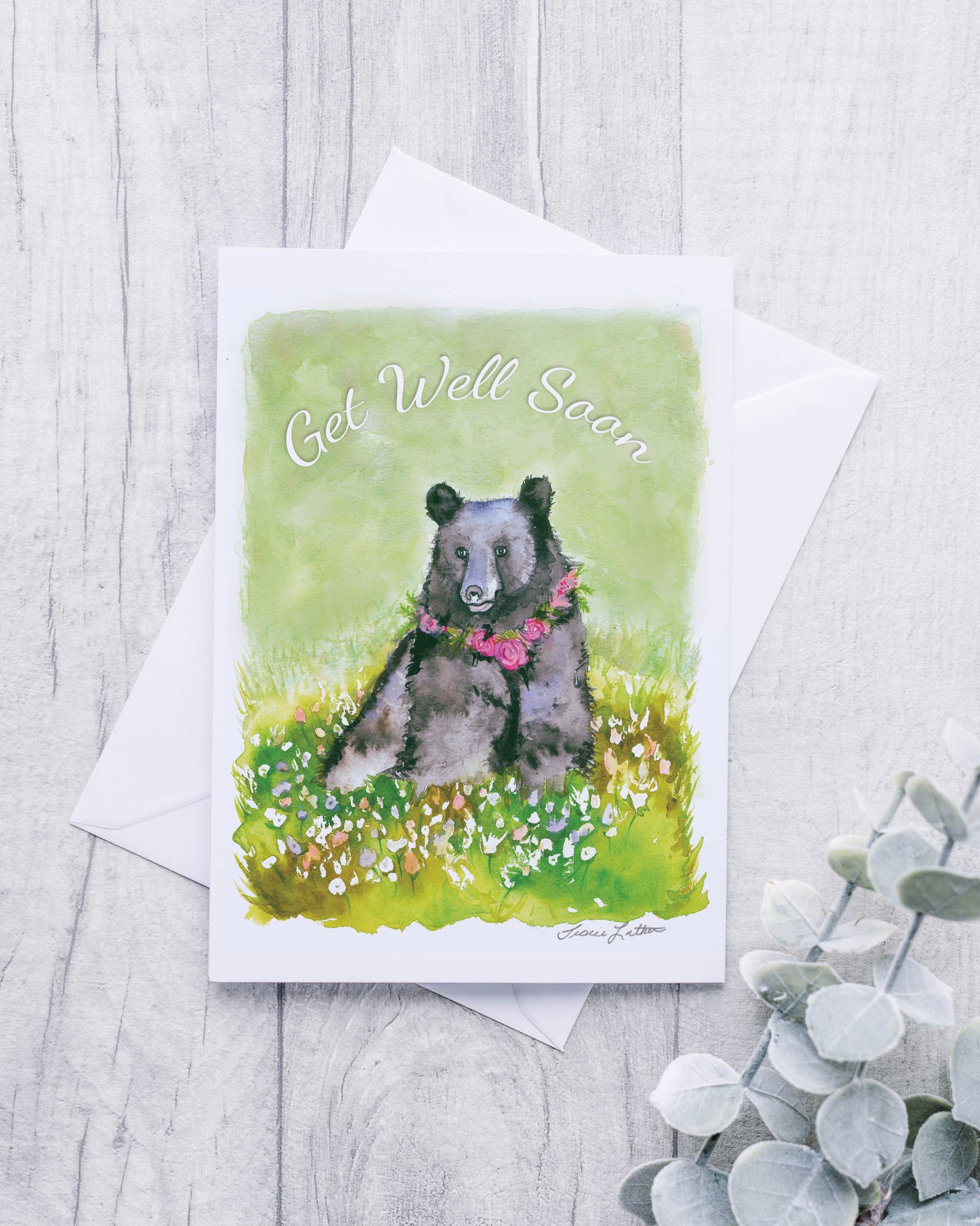 Black Bear "Get Well Soon!" Greeting Card