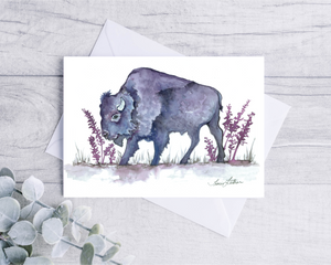 Purple Buffalo Bison Greeting Card