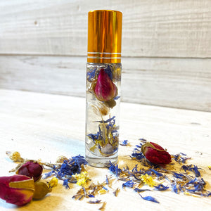 Brave Heart - Essential Oil Aromatherapy Roll On Infused with Crystals and Dried Flowers