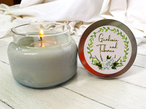Gardenia and Tuberose Apothecary Glass Soy Candle