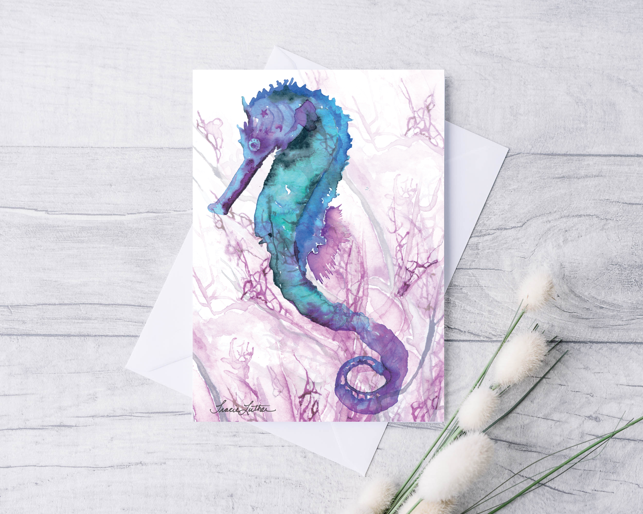 Whimsical Seahorse Greeting Card