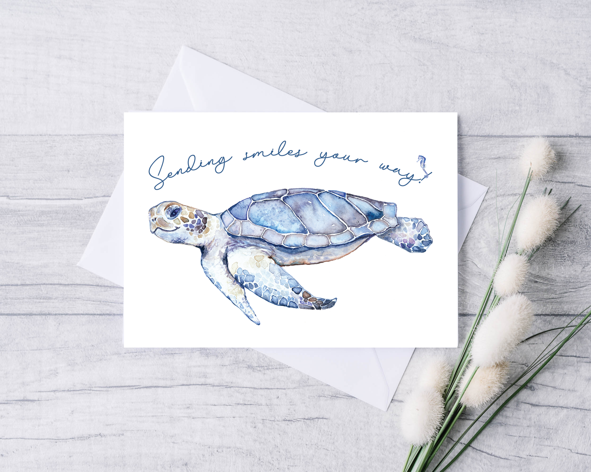 "Sending Smiles" Purple Turtle Greeting Card