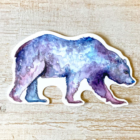Bear Sticker, Purple Black Bear Sticker